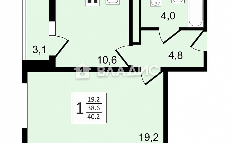 1-Комнатная квартира 40.20м², эт. 20, фото 9