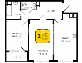 2-комнатная квартира, 58.5 м2