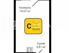 1-комнатная квартира, 29.55 м2
