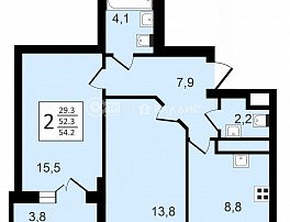 2-комнатная квартира, 54.2 м2
