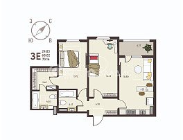 2-комнатная квартира, 70.16 м2