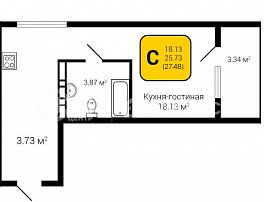1-комнатная квартира, 27.48 м2