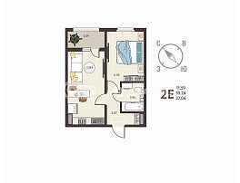 1-комнатная квартира, 37.04 м2