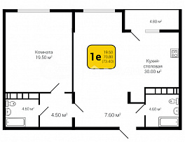 1-комнатная квартира, 73.4 м2