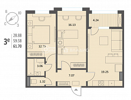 2-комнатная квартира, 62.9 м2