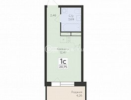 1-комнатная квартира, 20.75 м2