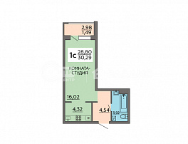 1-комнатная квартира, 30.3 м2