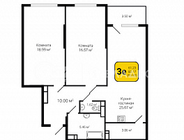 3-комнатная квартира, 83.92 м2