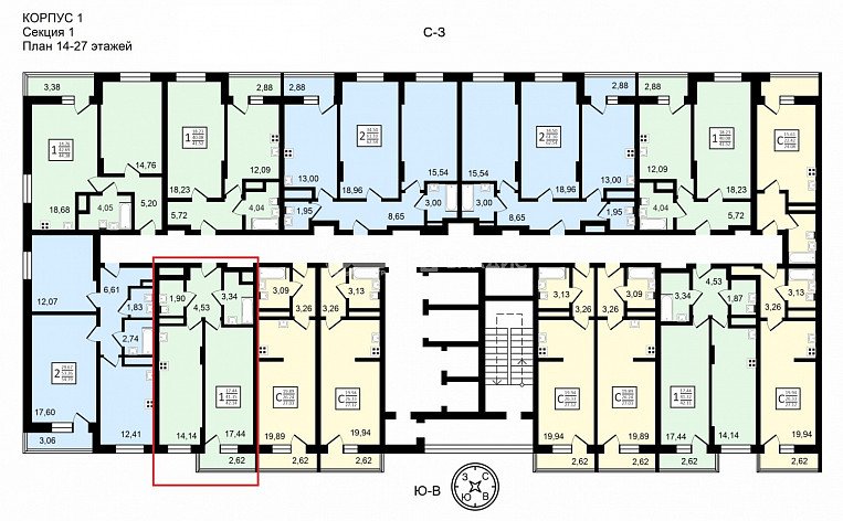 1-комнатная квартира, 42.14 м2, эт. 24, id: 758700, фото 12