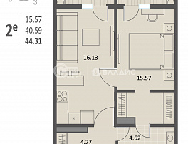 1-комнатная квартира, 44.2 м2