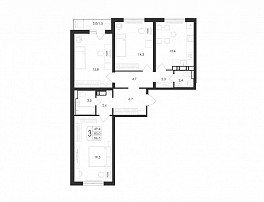 3-комнатная квартира, 86.5 м2
