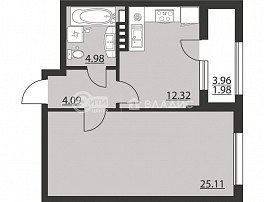 1-комнатная квартира, 48.48 м2