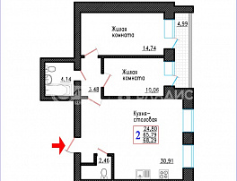 2-комнатная квартира, 70.78 м2