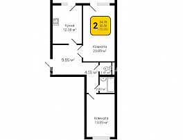 2-комнатная квартира, 70.2 м2