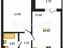 1-Комнатная квартира 36.10м²