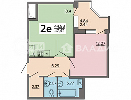 2-комнатная квартира, 47.42 м2