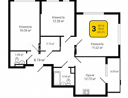 3-комнатная квартира, 80.31 м2