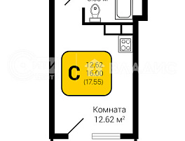 1-комнатная квартира, 17.55 м2