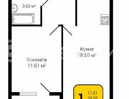 1-комнатная квартира, 39.95 м2