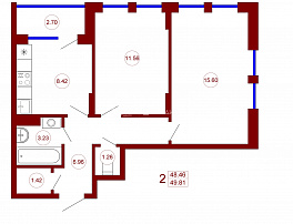 2-комнатная квартира, 49 м2