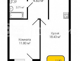 1-комнатная квартира, 40.14 м2