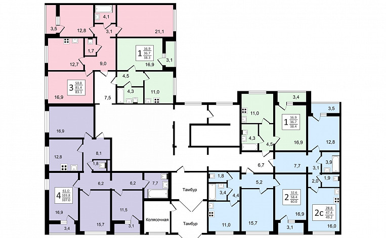 2-Комнатная квартира 58.00м², эт. 7, фото 28