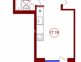 1-комнатная квартира, 21.71 м2