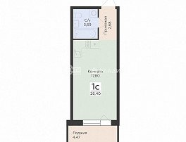 1-комнатная квартира, 26.4 м2