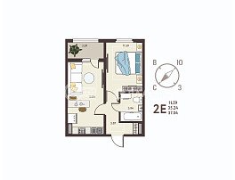 1-комнатная квартира, 37.04 м2