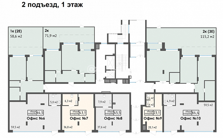 2-комнатная квартира, 65.3 м2, эт. 2, id: 816810, фото 17