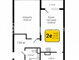 2-комнатная квартира, 52.44 м2