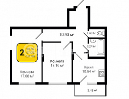 2-комнатная квартира, 58.79 м2