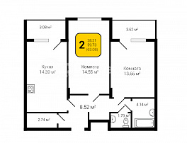 2-комнатная квартира, 63.08 м2
