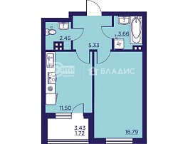 1-комнатная квартира, 41.15 м2