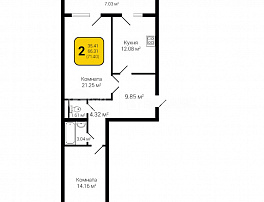 2-комнатная квартира, 71.4 м2