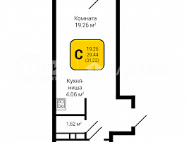 1-комнатная квартира, 31.22 м2