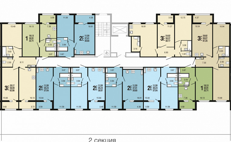 2-Комнатная квартира 62.66м², эт. 3, фото 18