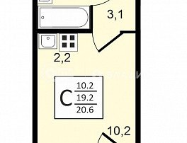 1-комнатная квартира, 20.6 м2