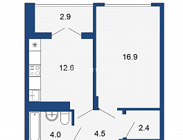 1-комнатная квартира, 41.9 м2