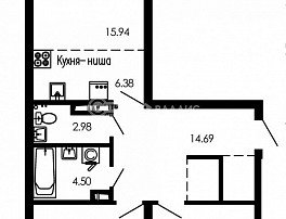 2-комнатная квартира, 77.45 м2
