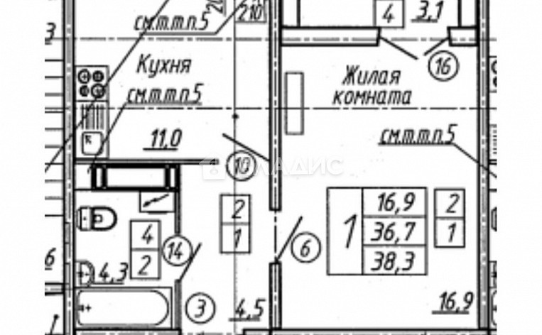 2-Комнатная квартира 50.50м², эт. 7, фото 3