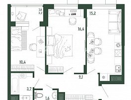 2-комнатная квартира, 58 м2