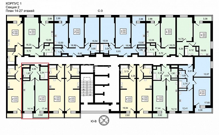 1-комнатная квартира, 42.11 м2, эт. 16, id: 758466, фото 13