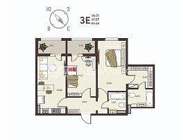 2-комнатная квартира, 64.64 м2