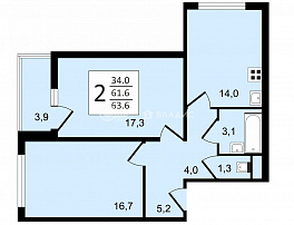 2-комнатная квартира, 63.5 м2