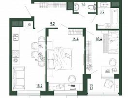 2-комнатная квартира, 58.5 м2