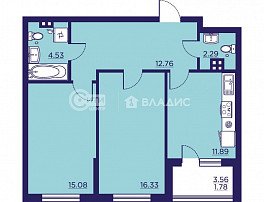 2-комнатная квартира, 64.45 м2