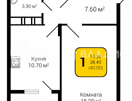 1-комнатная квартира, 40 м2