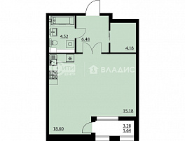 1-комнатная квартира, 49.61 м2