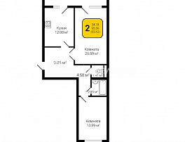 2-комнатная квартира, 70.4 м2